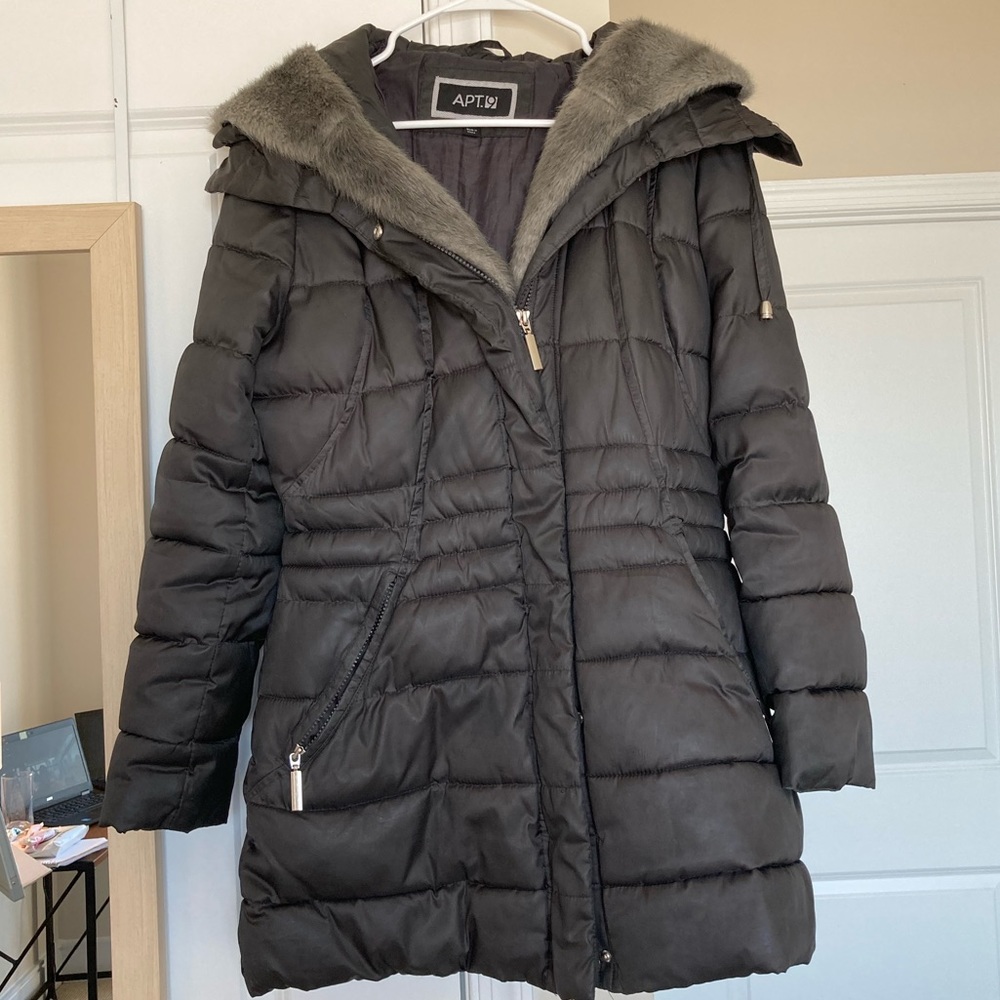 Longline Puffer Faux Fur Coat with Hood